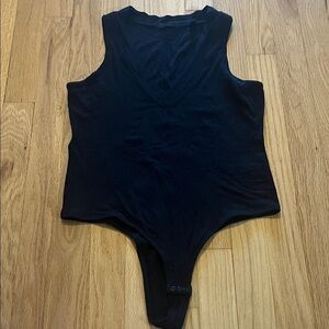 ATM Black V-Neck Micromodal BodySuit Sz M
